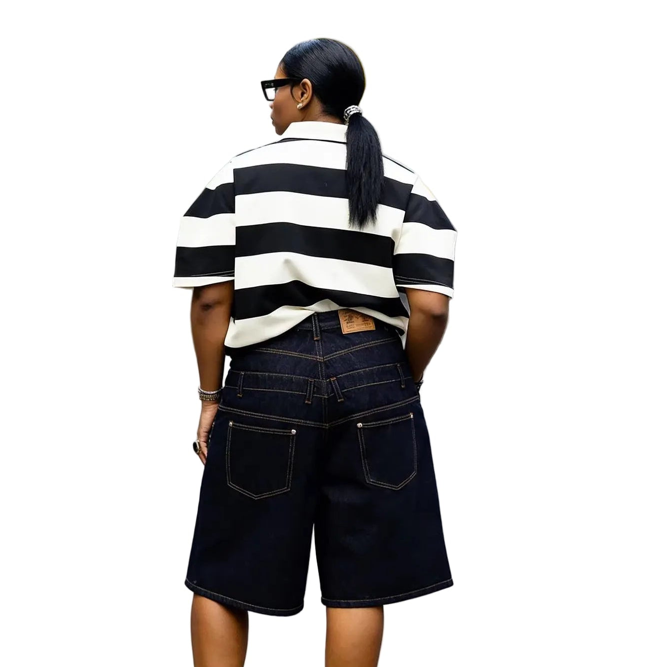 Faux Two-Piece Denim Shorts