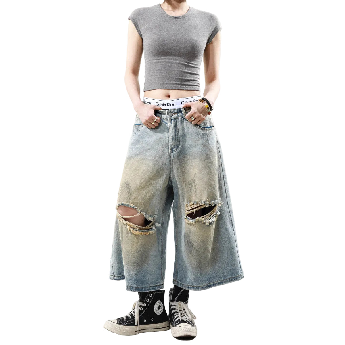 Hiphop washed design pants