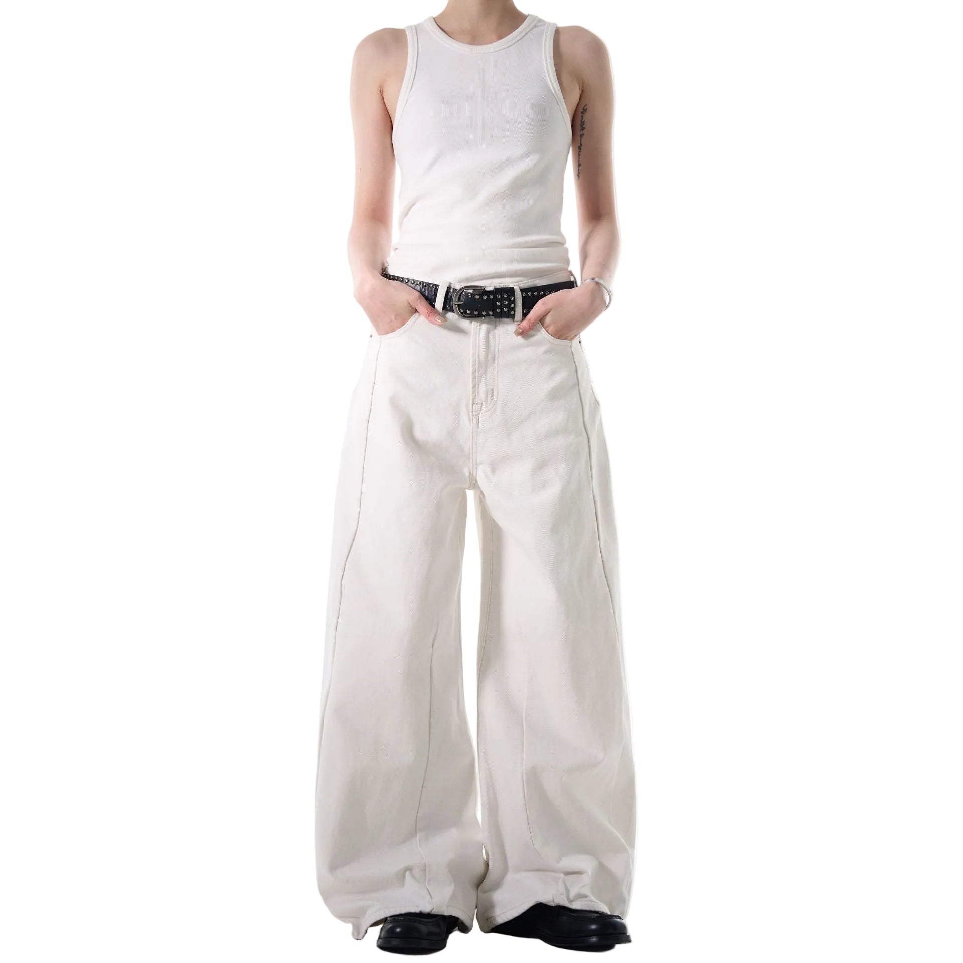Minimalist patchwork design jeans