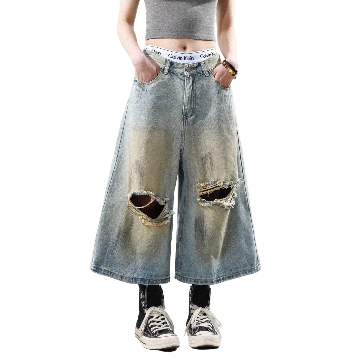 Hiphop washed design pants