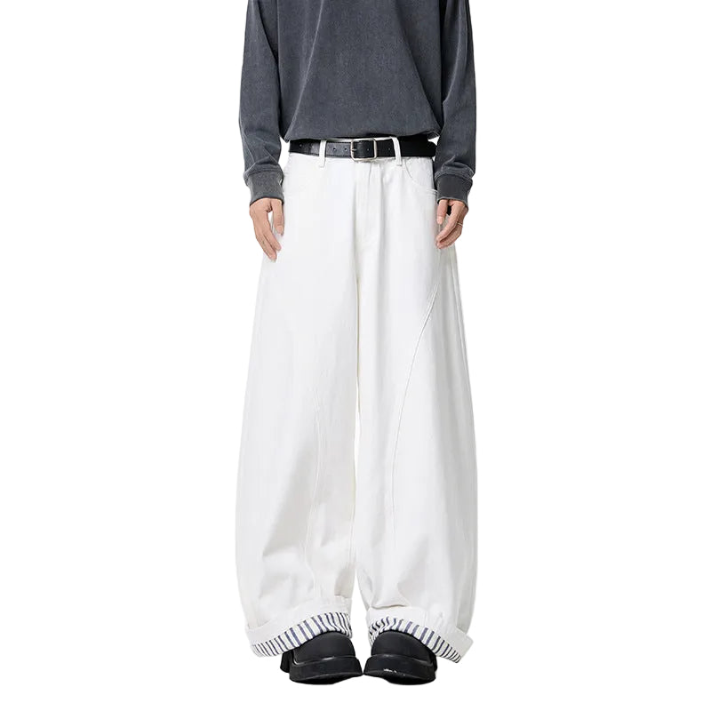 Flip up striped design pants