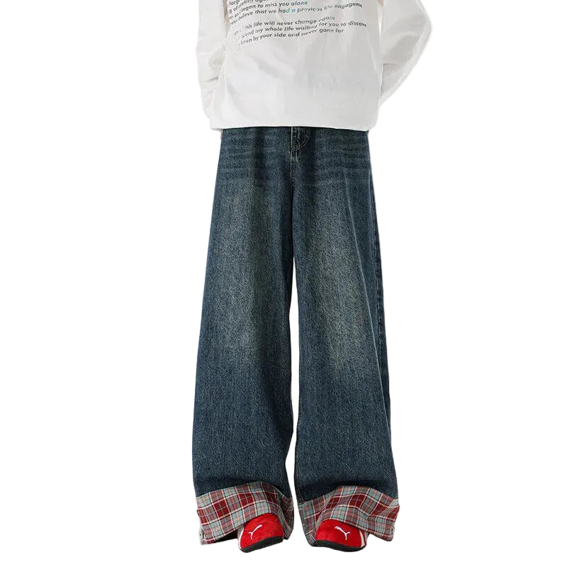 Retro Washed Dark Blue Denim