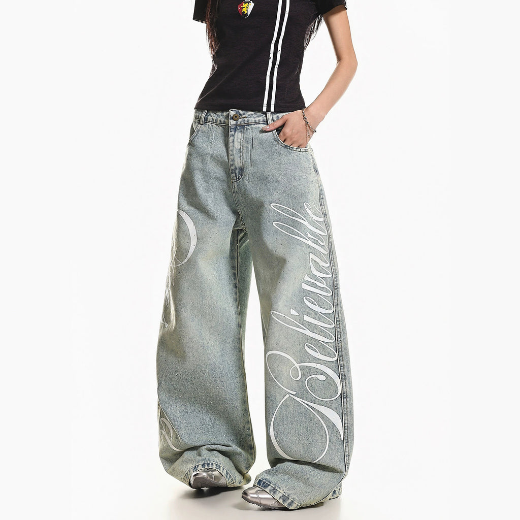 Street Style Washed Vintage Denim