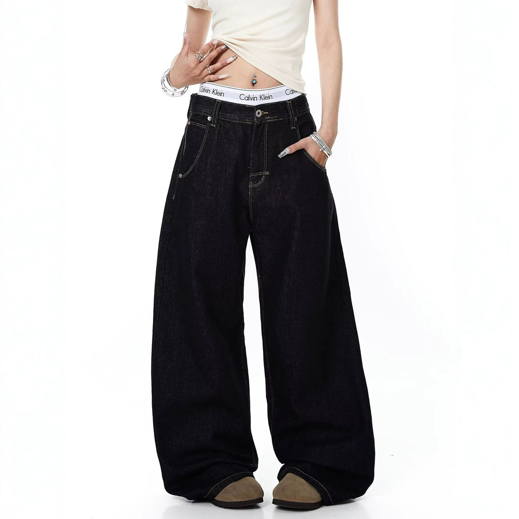 Plaid Patchwork Straight Leg Jeans