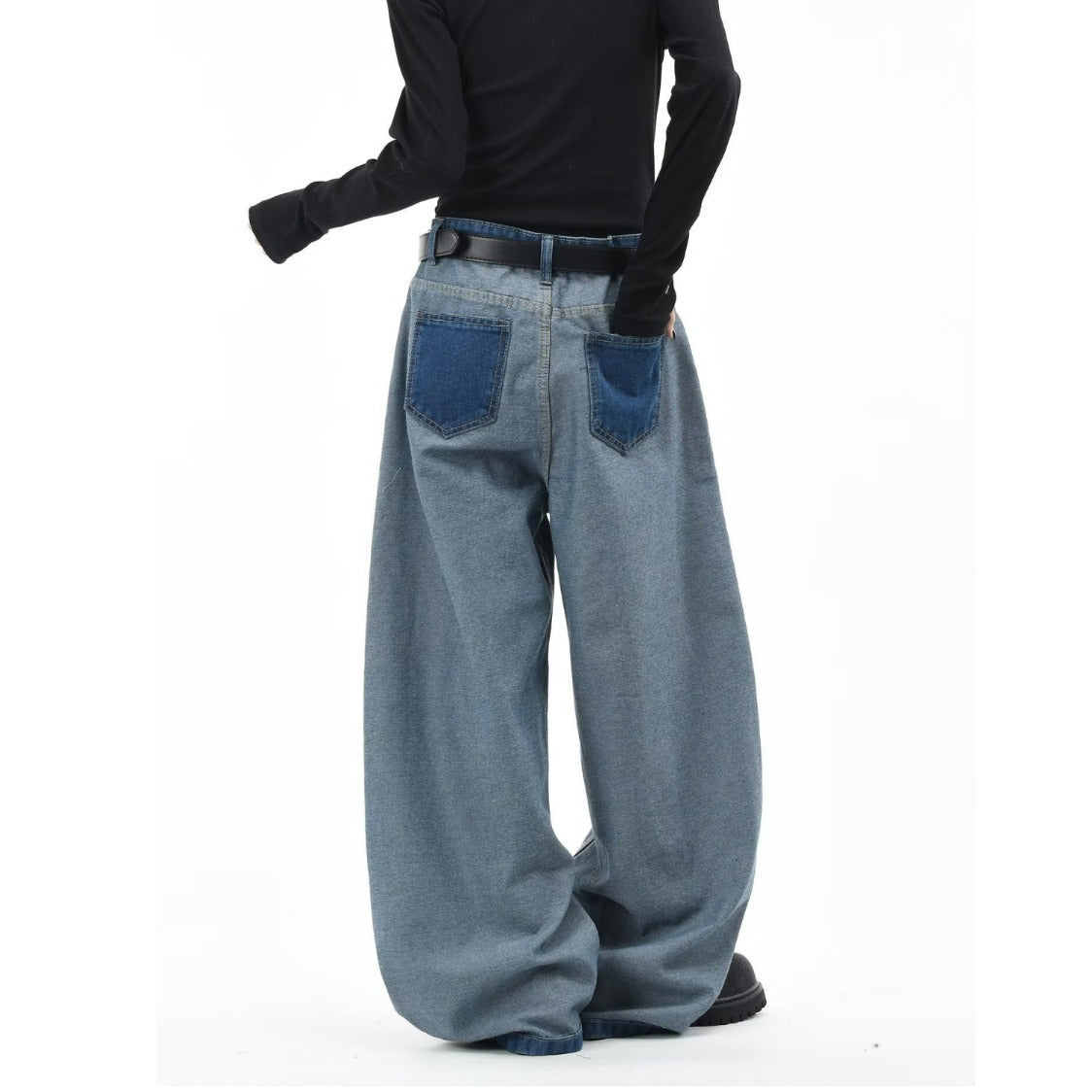 Embroidered Reversible Denim Pants