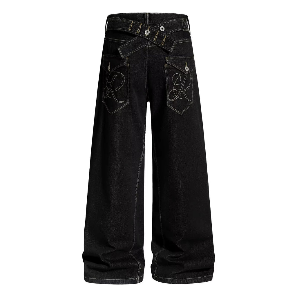 Plaid Patchwork Straight Leg Jeans