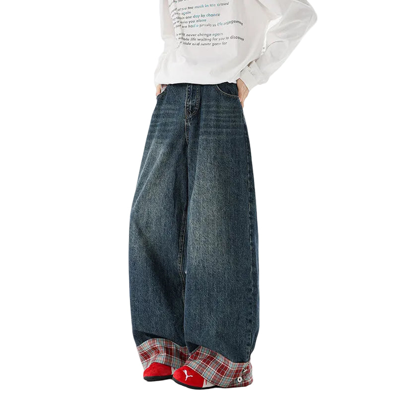 Retro Washed Dark Blue Denim
