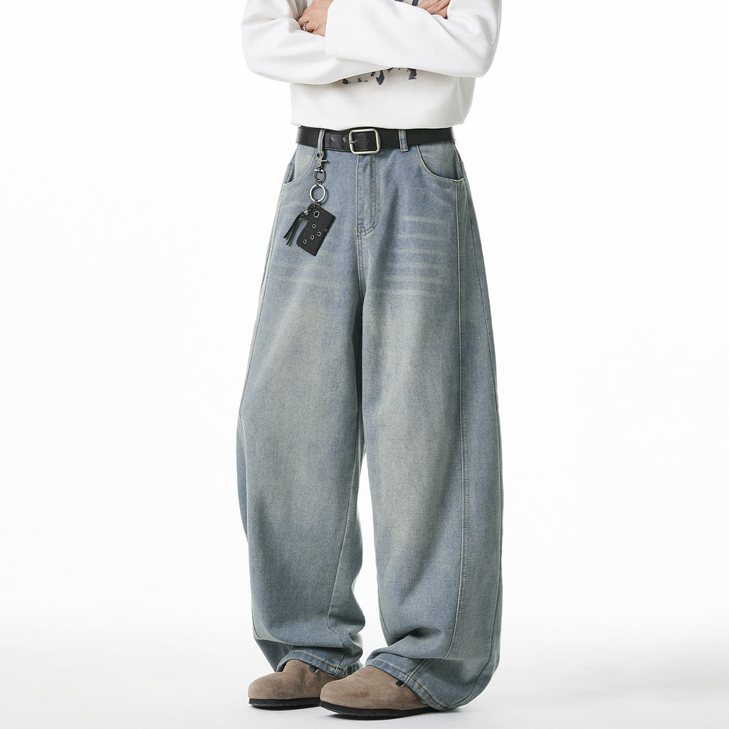 Washed Denim Tapered Jeans