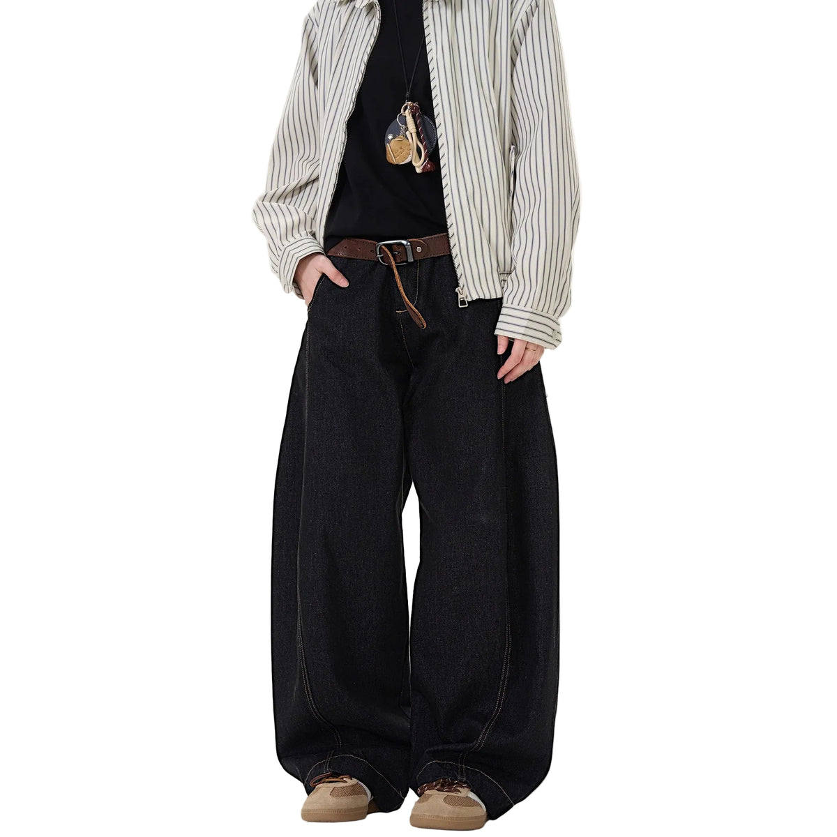 Vintage Denim Black Wide-Leg Knife-Style Jeans Men's Spring and Autumn New  Versatile Straight Loose Casual Pants