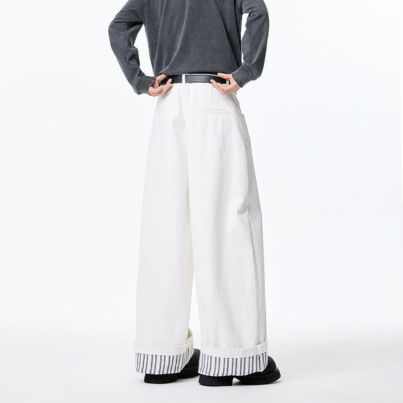 Flip up striped design pants