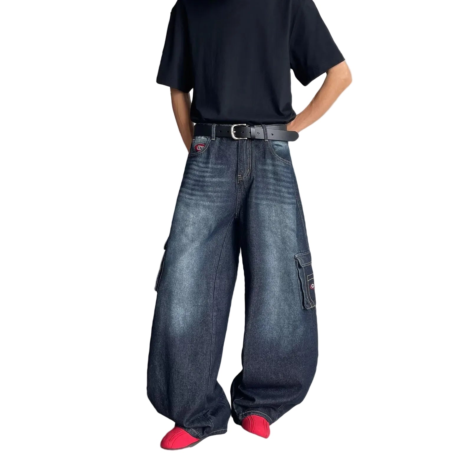 Washed multi pocket denim