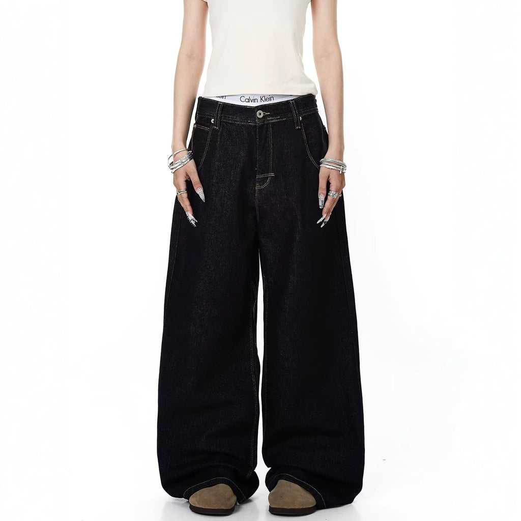 Plaid Patchwork Straight Leg Jeans