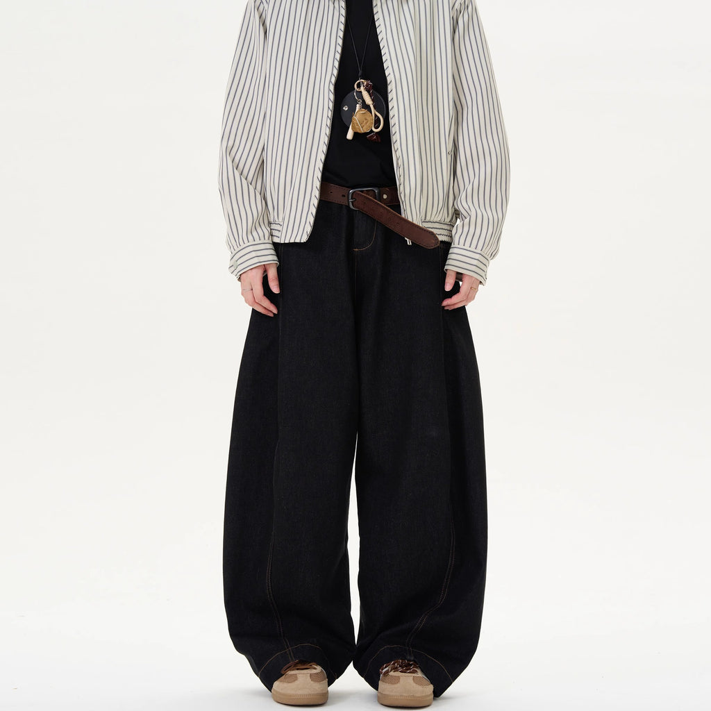 Vintage Denim Black Wide-Leg Knife-Style Jeans Men's Spring and Autumn New  Versatile Straight Loose Casual Pants