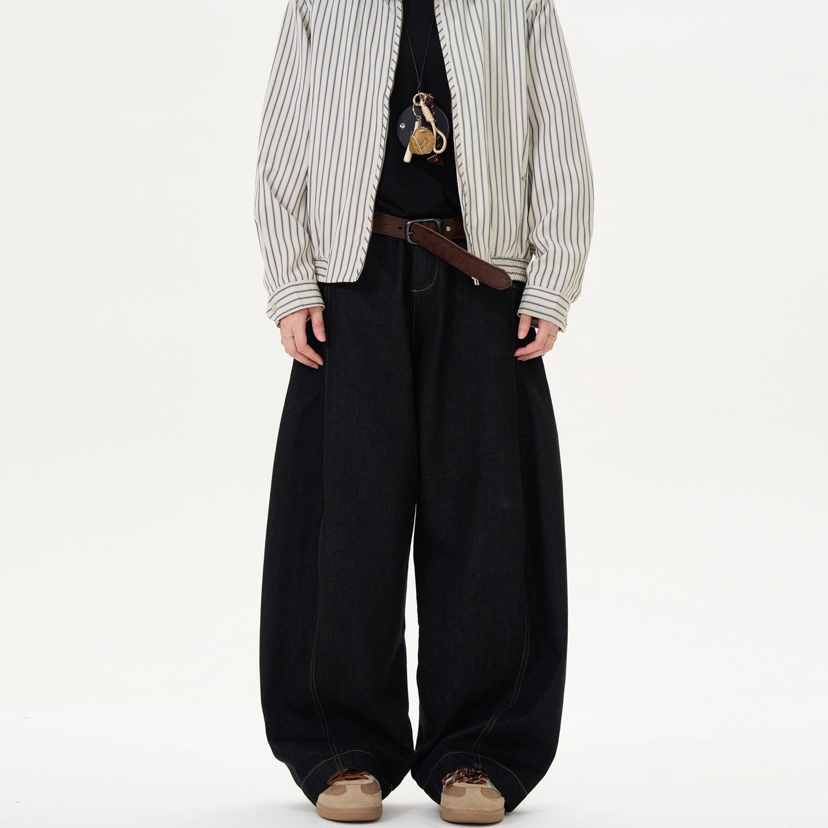 Vintage Denim Black Wide-Leg Knife-Style Jeans Men's Spring and Autumn New  Versatile Straight Loose Casual Pants