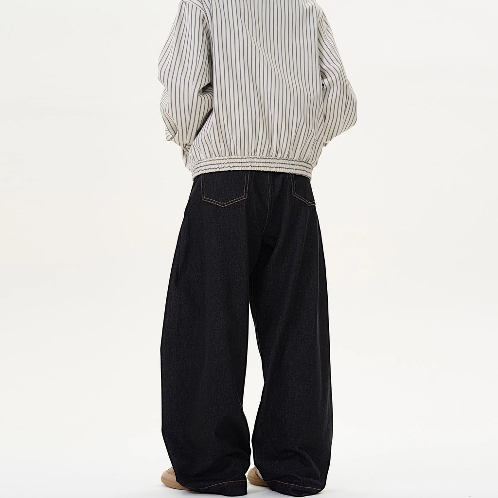 Vintage Denim Black Wide-Leg Knife-Style Jeans Men's Spring and Autumn New  Versatile Straight Loose Casual Pants