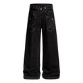 Plaid Patchwork Straight Leg Jeans