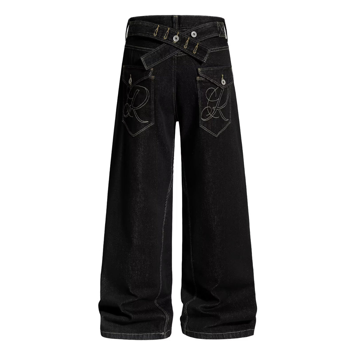 Plaid Patchwork Straight Leg Jeans