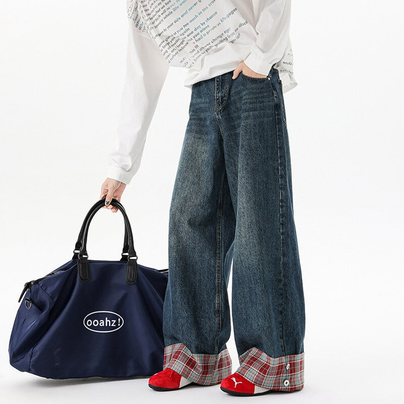 Retro Washed Dark Blue Denim