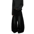 Retro Knife-Edge Washed Distressed Denim Pants Men Cleanfit Silhouette Loose Straight Leg Wide Leg Long Trousers Trendy