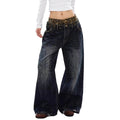 Design Leopard Waistband Jeans