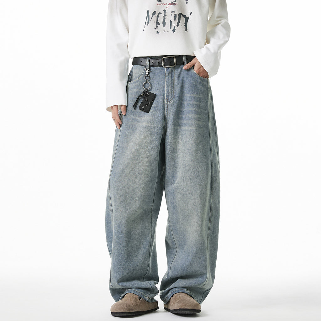 Washed Denim Tapered Jeans