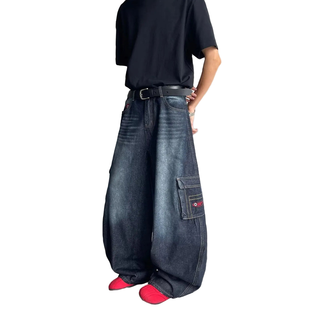 Washed multi pocket denim